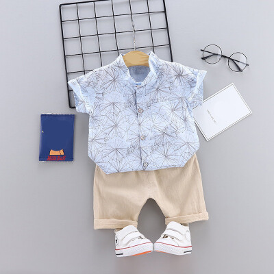 

2PcsSet Summer Baby Boys Short Sleeve Print Tops Blouse T-shirtShorts Casual Outfits Sets