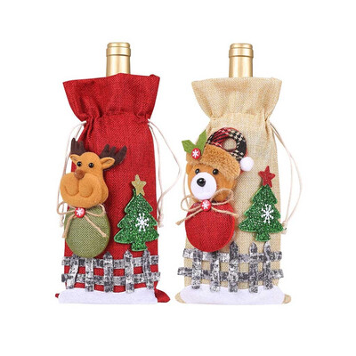 

Gobestart Merry Christmas Santa Wine Bottle Bag Cover Xmas Festival Party Table Decor Gift