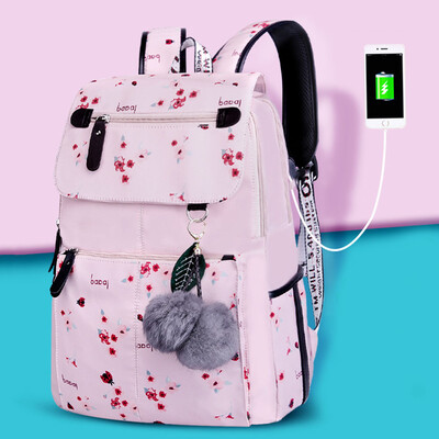 

Cartoon Pattern Laptop Backpack With Usb Port Waterproof High Quality School Travel Large Backpack For Teenage Girls