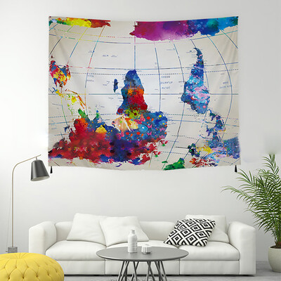 

Toponeto World Map Wall Hanging Printed Tapestry Polyester Tapestry Corridor Blanket