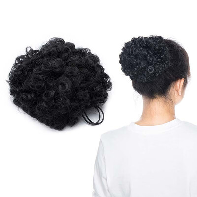 

Afro Bun Extension Puff Ponytail Chignon Hairpiece With Drawstring Afro Kinky Curly Wrap Messy Updo Synthetic For Women