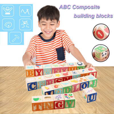 

YIWULAWooden Learning Puzzle Letters Teaching Educational Building Blocks Kids Toys