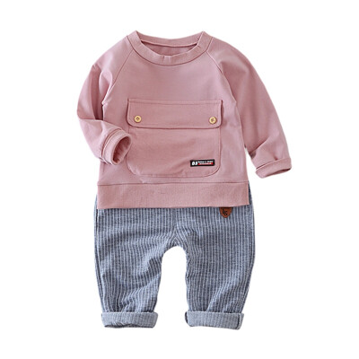 

2pcsSuit Baby Boy Kids Child Autumn Hoodie Pants Trousers Long Sleeve Solid Soft Cotton Casual Outfits Children Boy Set