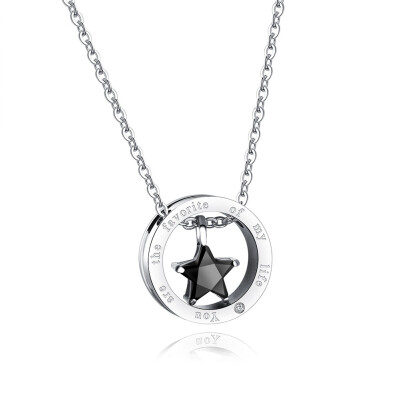 

2019 Star with Circle Combination Necklace Letter Round Style Cubic Zirconia Couple Necklace For Men Women Jewelry GiftS