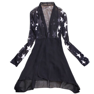 

5 Colors Women Long Chiffon Blouse Shirts Female Cardigan Sunscreen Shirts Floral Printed Ladies Blouses Jackets