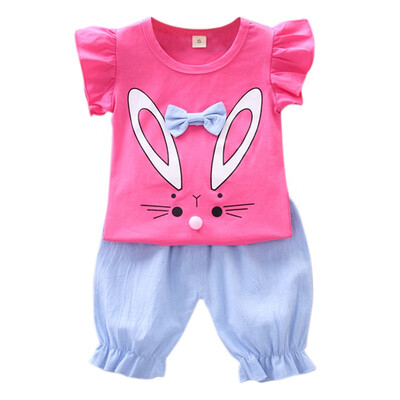 

Baby Girl Clothes 2019 Hot Summer New Girls Clothing Sets Rabbit Pattern T-shirt TopsShorts Suits Casual Outfits Sets