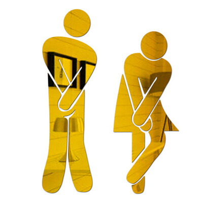

Removable Man Woman Washroom Toilet Wc Wall Sticker Diy Mirror 3D Sticker Decor