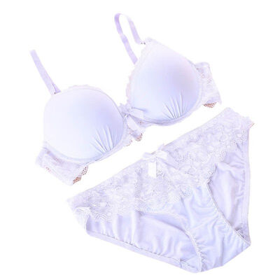 

ROPALIA New Solid Lace Bra Brief Sets Sexy Underwear Womens Push Up Female Bra