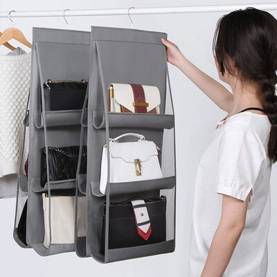 

Hanging Dust-Proof Holder Bag Organizer with 6 Larger Pockets Handbag for Wardrobe Closet