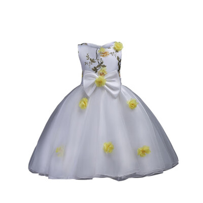 

Dress Childrens Embroidery Flower Sleeveless Princess Dress For Girl 5 Colors Ball Gown Wedding Dress