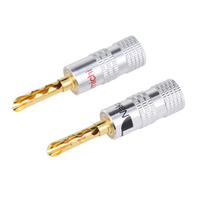 

24K Gold Plated Copper 4mm Banana Plug Black & Red Speaker Connector Audio Amplifier