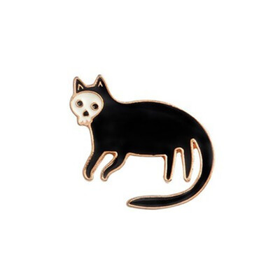 

Cute Skull Face Enamel Pin Cat Shape Badges I Like Cats Lapel Pin For Clothes Hat Decoration Jewelry Gifts