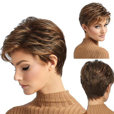 

Tailored Wigs Gradient Synthetic Fiber Short Curly Hair Full Wigs for Women Heat Resistan