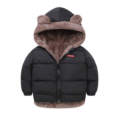 

1-6T Kids Baby Girlbaby Boy Hooded Down Jackets Casual Solid Color Windproof And Warm Thickening Childrens Down Coat