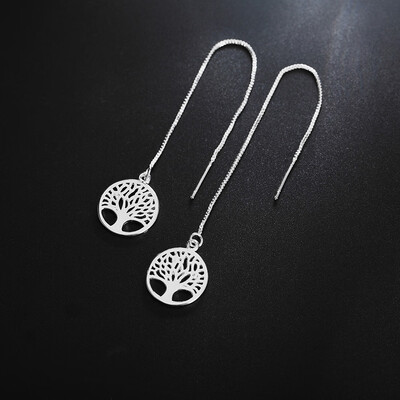 

Tree of Life Round Pendant Ear Line Earrings Fashion Jewelry Lover Gifts