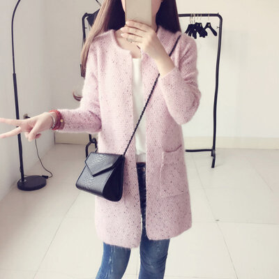 

Knitted Sweater Coat Female Long Section Loose Korean Version Of The Simple Fashion Cardigan Comfortable Breathable Wild New