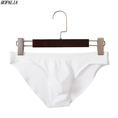 

Mens Elastic Seamless White Underpants Ultra-Thin Breathable Briefs Ice Silk Solid Seamless Low Waist Soft Underwear