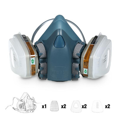

8200 Half Face Gas Mask Respirator Organic Gas Filter Cartridge Dust-proof Mask Painting Spraying Mask Filter Cotton Cover Persona