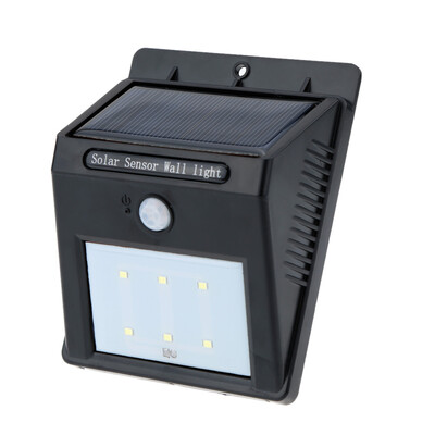 

1W 6 LEDs Solar Panel PIR Motion & Light Sensor Water Resistant Wall Light Lamp Rechargeable Mounted in Outdoor Garden Pathway Dri