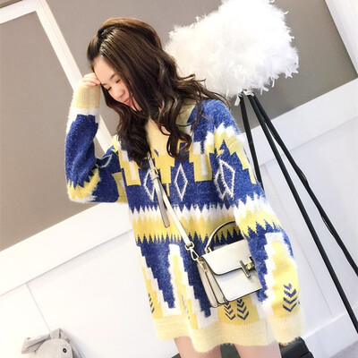 

Thickened long&loose mohair sweater pullovers 2018 autumn&winter wear new Korean version of knitted leggings