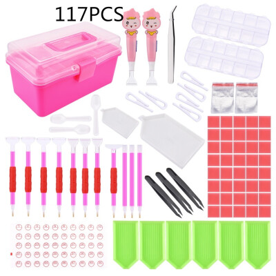 

117 PCS 5D Diamond Embroidery Painting Plastic Storage Box Pen Cross Stitch Tool