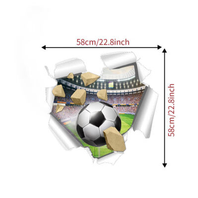 

Firing Football Through Wall Stickers for Kids Room Decoration 3D Mural Art Sport Game PVC Poster Home Decals Stickers