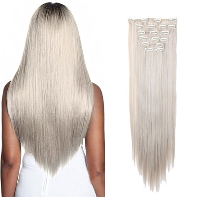 

8 PcsSet Fashion Long Curly Wavy Straight Clip In Hair Extension Sexy Heat Resistant Party Hair Natural Synthetic Hair For Women