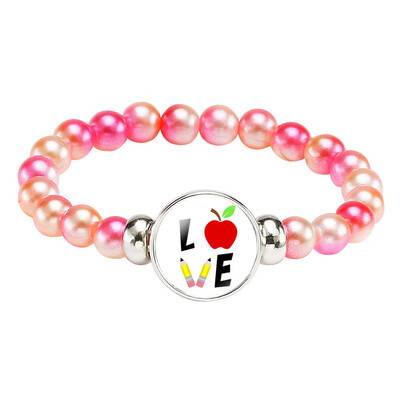 

Teachers Bracelet Teacher Jewelry Gift Teacher Charm Pearl Bracelet