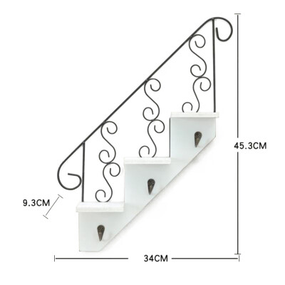 

UpperX Creative Wooden Rack Staircase Storage Retro Style Flower Shelf Bonsai Wall Mounted Display Bookshelf Ladder Racks Hooks