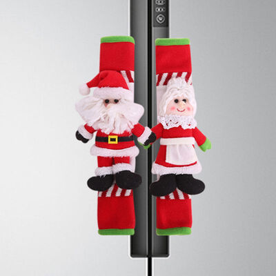 

2pcs Christmas Refrigerator Handle Covers Cute Santa Fridge Door Cover Kitchen Appliance Handle Covers For Kitchen Christmas