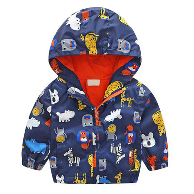 

Baby Boys Girls Hooded Long Sleeve Pattern Trench Outerwear Tops Wind Breaker Clothing Autumn Warm Cotton Blend 1-5T