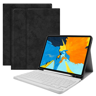

BT Wireless Keyboard Case Cover Protective Case Portable Keyboard for iPad Pro 11White-Grey