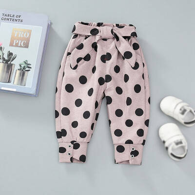 

Autumn Baby Girls Pants 0-4Y Harem Long Cotton Polka Dot Print Pants Casual Trousers Soft Toddler Clothes 3 Colors