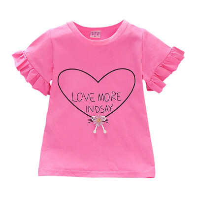 

Baby Girls Summer Cotton Letter Heart Print T-shirt Tops Blouse Short Sleeve Children Casual Tee Shirts