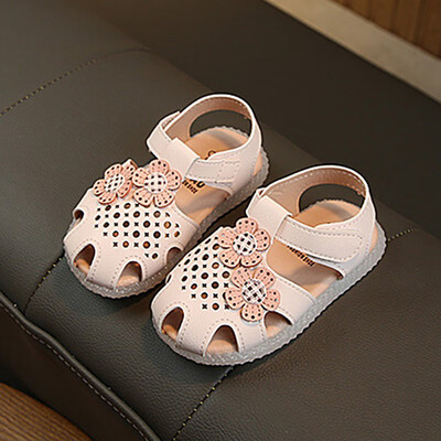 

Summer baby girl cute leather sandals Anti-Slip Hollow Design Flower Sandals Toddler Soft Soled First Walkers