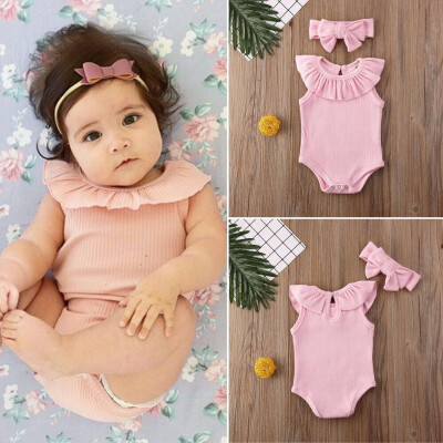 

2Pcs Newborn Infant Baby Girl Clothes Ruffle Romper Jumpsuit Bodysuit Outfit