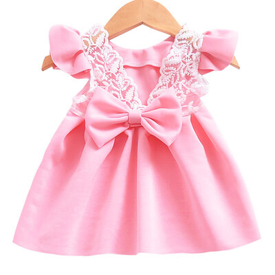 

WEIXINBUY Explosion models Childrens Dress Girls baby flying sleeves Lace Bow Back reveal Princess Dress