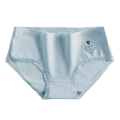 

Japanese Version No Trace Cotton Antibacterial Mid-waist Abdomen Lace Side Girls Underwear Briefs