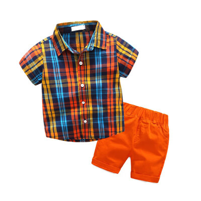 

Childrens Clothing Set New Fashion Boys Kids Plaid ShirtShorts Set Gentlemans 2pcs Suit Summer Casual Outfits Set 2-7Y