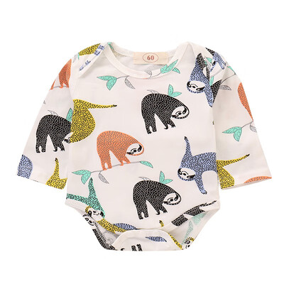 

autumn new casual one-piece romper fashion sloth printed long sleeve Infant baby one-piece romper