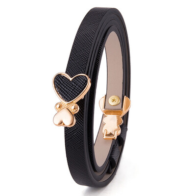 

La Festin fashion wild Korean leather belt heart-shaped thin belt adjustable dress belt belt ladies belt 613184 quiet black