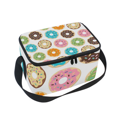 

ALAZA Lunch Box Insulated Lunch Bag Large Cooler Cute Donuts Tote Bag
