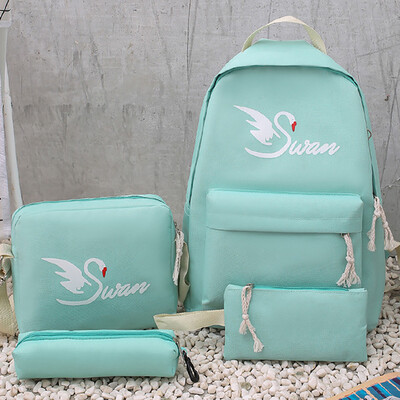 

Tailored Cartoon Alphabet Student Backpack Casual Large Capacity Travel 4 Piece Set