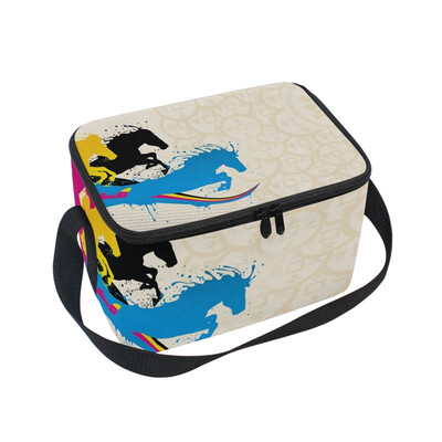 

ALAZA Lunch Box Insulated Running Horse Lunch Bag Large Cooler Tote Bagfor Men Women