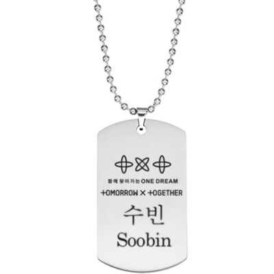 

Lettering Summer Necklace Tag Chain Korean Mens Idol Team TXT Combination Stainless Steel TOMORROW X TOGETHER