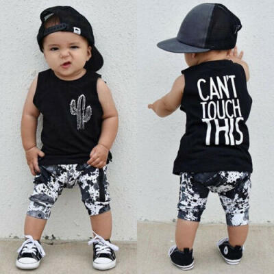 

2pcs Infant Newborn Baby Boy Sleeveless T-Shirt TopsShorts Pants Summer Clothes