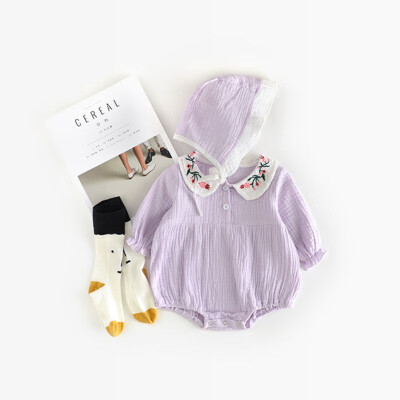 

Baby Cute Embroidery Newborn Girl Bodysuit Infant cotton jumpsuit Hats Long Sleeve Toddler Kids Clothing Sets