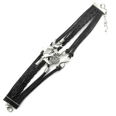 

Antique Silver Swallows & Anchor & Rereo Musical Note & Infinity Charm Bracelet