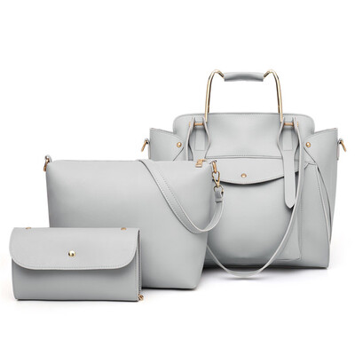 

Tailored Fashion Womens Trend Three-Piece Solid Color Leather Shoulder Bag Handbag