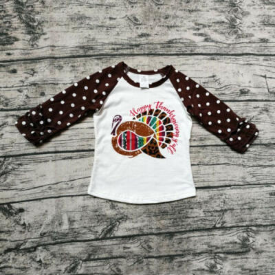 

US Toddler Kid Baby Girl Letter Turkey Ruffle Tops T-Shirt Thanksgiving Clothes